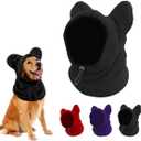 Dog Snood Winter Hood with Ear Protection, Fleece Neck Warmer for Dogs, (Black, Medium)