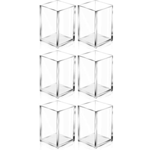 AFOROEOA 10 Pack Clear Acrylic Pen Holder Makeup Brush Holder Desktop Pencil Organizer Acrylic Pencil Cup Stationery Organizer Accessory for School Makeup Desk Office Pen Organizer