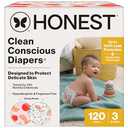 The Honest Company Clean Conscious Diapers for Sensitive Skin, Up to 100% Leakproof Hypoallergenic Fragrance-Free Baby Diapers, Girl Prints, Super Club Box, Size 5 (16–28 lbs), 84 Count (Prints Vary)