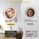 FUNTOUCH 3X/20X Wall Mounted Lighted Makeup Mirror,5000mAh Rechargeable Double Sided Magnifying Bathroom Mirror with Lights,3 Color Lighting,Touch Dimmable,Extended Arm 360 Rotation Light up Mirrors