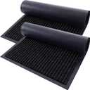 OLANLY Front Door Mat Indoor Outdoor Entrance, 2-Pack 29.5 x 17 Inch, Waterproof Heavy Duty Doormat, Fade Resistant, Low Profile, Easy Clean Patio Porch Welcome Floor Mats for Entry, Black