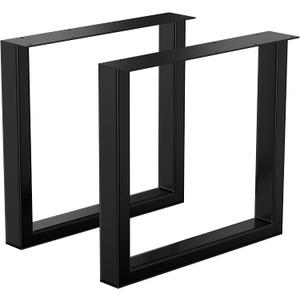 Metal Table Legs, 16''Hx 17.7W Dining Leg, Heavy Duty 3.1" Width Section Square Steel Table Legs, 16x17.7x3.1 Inch Black Industrial Style Furniture Leg for Dining Desk Bench and Coffee Table