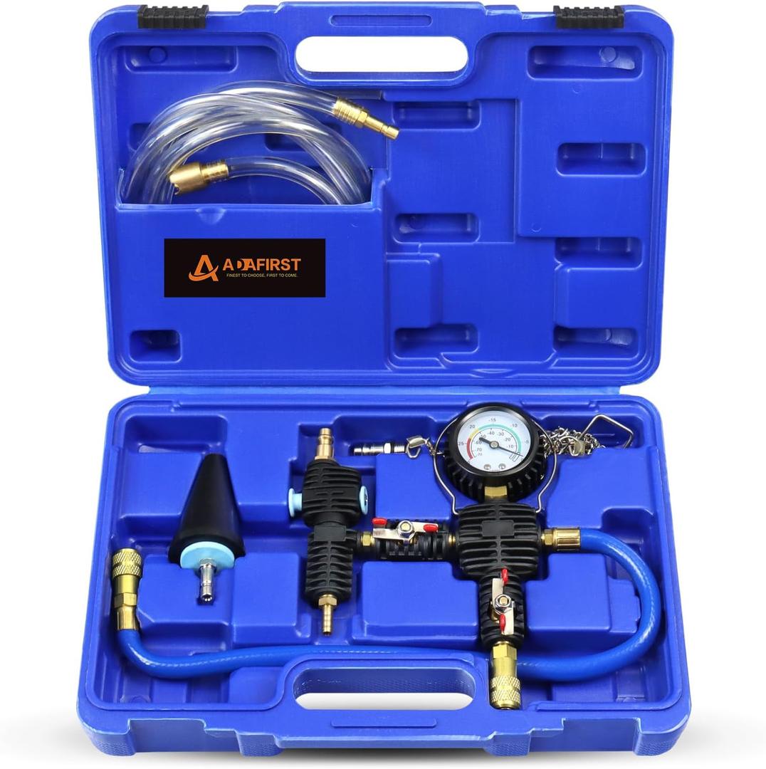 Coolant Vacuum Refill Kit, Cooling System Radiator Vacuum Purge & Fill Tool Kit, Automotive Coolant Filler with Universal Adapter Hoses for Car Motorcycle Truck Airlift Use Blue
