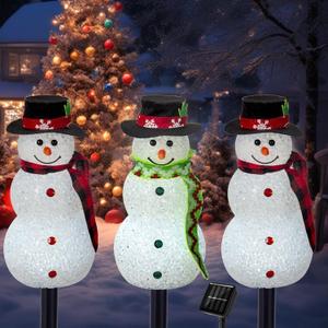 Christmas Pathway Lights Outdoor Decoations, Solar LED Snowman Stake Lights, Waterproof Walkway Landscape Light for Winter Yard, Garden Decor (Cool White, 3 Pack)