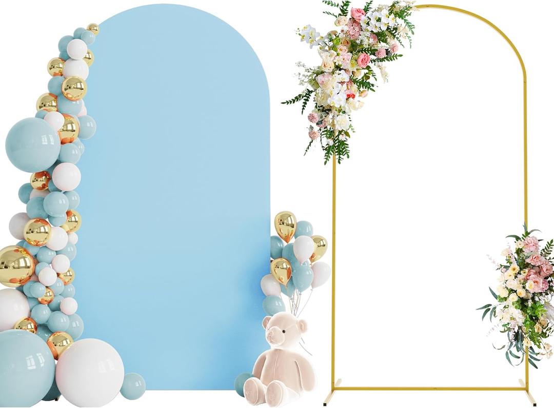 Wokceer 7.2 FT Wedding Arch Backdrop Stand and Arch Cover Metal Arch Stand with Arch Stand Cover for Birthday Party Wedding Ceremony Bridal Baby Shower Event Decor (Blue)