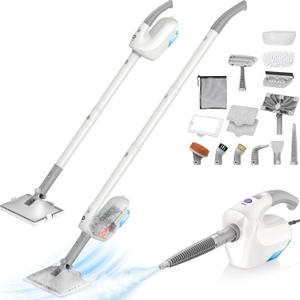 10-in-1 Steam Mop, Detachable Handheld Steam Cleaner, Multi & Up Steamer for Cleaning with 350ml Tank,10s Heat-Up, 23Ft Cord, 248F 1200W Powerful Floor Steam Mop for Hardwood Floors, Grout, Carpet (Pure White)