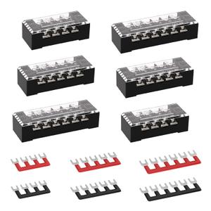APIELE 15A Screw Terminal Block 4/5/6 Position Dual Row Covered 600V Pre-Insulated Terminal Barrier Strips (6PCS 15A 4P/5P/6P+6PCS Wiring Strips)