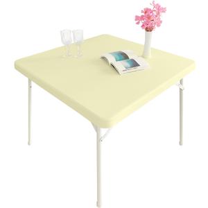 Cocktail Fitted Spandex Stretch Square Table Covers Caps Elastic Square Tablecloth Beige Table Topper 48x48 Inch