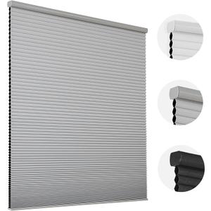 Joydeco Cellular Shades Cordless, Blackout Cellular Blinds for Indoor Windows, Free-Stop Honeycomb Window Blinds for Thermal Insulated Noise Reduction (Grey, 23" W x 64" H)