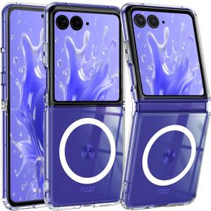 FNTCASE for Motorola Razr-Ultra-2025/2026 Magnetic Case: Lightweight Military Grade Drop Protection Anti Yellowing Cell Phone Cover Flexible Durable Rugged Shockproof TPU Crystal (Clear)