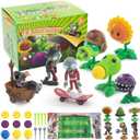 Maikerry 7pcs PVZ Figurines Set Plants Toys Game Great Birthday Christmas for Boys and Girls -with Battlefield Map