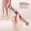 KINGMAS Foundation Makeup Brush, Double Ended Bronzer Brush Angled & Round Contour Brushes for Beauty Blending Liquid Powder, Concealer Cream Cosmetics Blush (Brown)