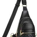 Sling Bag for Women Crossbody Leather Fanny Packs Chest Bag Fashion Sling Backpack Travel JASGOOD (Black)