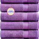 100% Cotton Bath Towels, 24x48 Pack of 6 Towels, Quick Dry, Highly Absorbent, Soft Feel Towel, Gym, Spa, Bathroom, Shower, Pool, Luxury Soft Towels (Light Purple, 24x48-6 Pack)