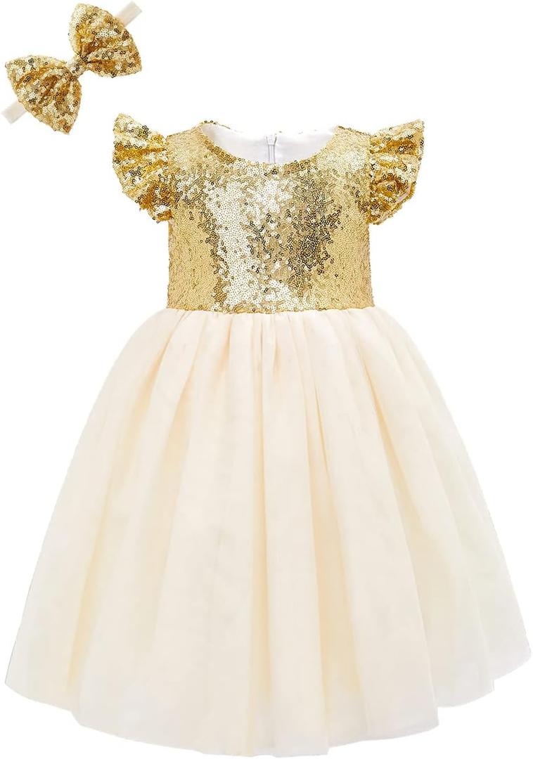 Cilucu Girl Sequin Ruffle Dress Tutu Flower Girls Dress Princess Sparkle