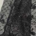 Lace Undershirt for Women Mesh Long Sleeve Floral Crochet Tops Sheer Layering Blouse Western Cowgirl Concert Outfits (X-Small, Black Bow)