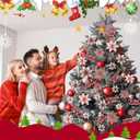 Zeyune 48 Pcs 3 Styles Christmas Glitter Poinsettia Flowers Artificial Berry Picks Artificial Christmas Flowers with Clips for Xmas Tree Wedding Wreath Holiday Party Decorations(Red)