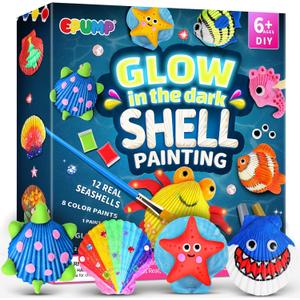 EPUMP Shell Painting Kit for Kids - Glow in The Dark Arts and Crafts Supplies Kits for Girls Boys - Kids Activities Creative Art Set Birthday Gifts DIY Paint Toys for Age 6 7 8 9 10 11 12 Years Old