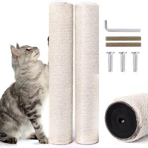 OSPNIEEK Cat Scratching Post Replacement with M8 Screws, 2 Pack 15.7“ Natural Sisal Rope Cats Tree Scratcher Refill, DIY Hemp Scratch Pole Part for Indoor Kitten Tower Refurbishment Accessories Spare
