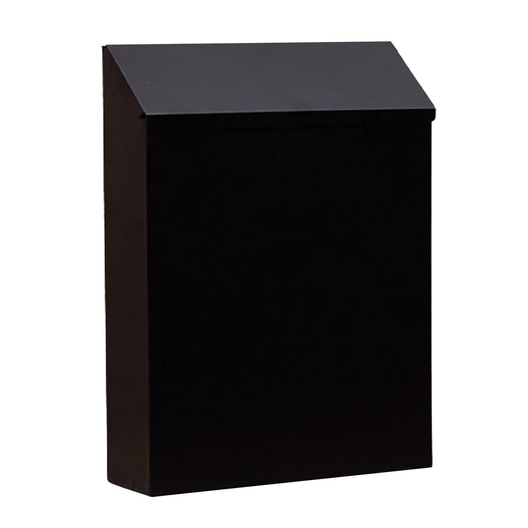 Wall Mounted Mailbox Drop Box with Lock Key Metal Postbox Wall Hanging Mail Box Newspaper Holder Box for Gate Outside House Decor, Black