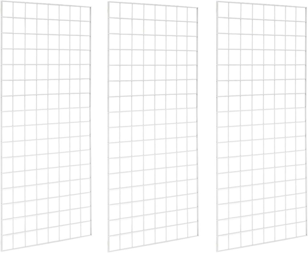 Grid Wall Commercial Grade Gridwall Panels Heavy Duty Grid Panel for Any Retail Display Wall Grid 2' Width x 4' Height, White (Pack of 3)