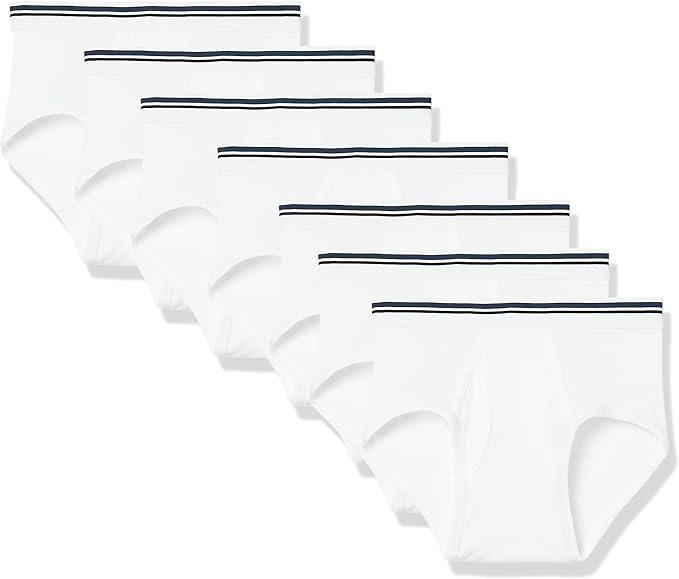 Amazon Essentials Men's Cotton Tag-Free Breathable Briefs Underwear, Multipacks, Medium, White 