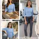 Neer Women's Workout Tops 3/4 Sleeve Compression Shirt Athletic Gym T-Shirt Yoga Running Fitted Crew Neck Basic Tee