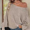 RoseSeek Women's Off The Shoulder Poncho Sweater Knit Pullover Cropped Sweaters Fall Outfits Apricot Medium