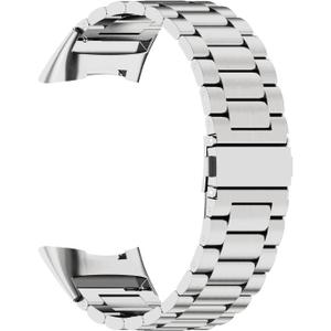 Abanen Stainless Steel Band for Fitbit Charge 6 / Charge 5 Advanced Tracker, Metal Adjustable Length Wristband Strap Compatible with Fitbit Charge 5 for Men and Women (Silver)