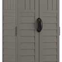 Suncast 22 Cubic Ft. Vertical Resin Outdoor Storage Shed with Lockable Double Doors, Weather-Resistant Multi-Wall Panels, Stoney