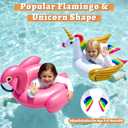 2 Pack Pool Floats for Kids-Unicorn & Flamingo Swim Floats Tubes Kids Pool Floaties, Inflatable Swimming Split Ring Ride On for Age 3-8 Years Girls Boys Summer Party Beach Pool Essentials Water Toys