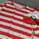 Family Halloween CostumeRed and White Striped Cosplay T-Shirt, Outfit Glasses Hat Shirt Suits (Male-Small)