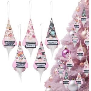 5 Set Gnome Tree Hanging Ornaments Gifts Bulk Pink Plush Hanging Tree Pendant Home Decoration for Holidays Party Favors, 5 Styles