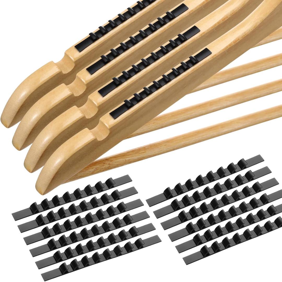 200 Pcs Non Slip Rubber Clothes Hanger Grips Adhesive Clothing Hanger Grip 2.8 x 0.2 Inch Clothes Hanging Accessories with Fins Strips Grippers for Home Stores Use (Black)