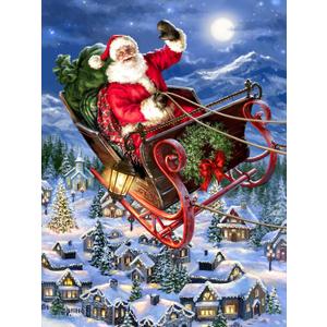 Springbok Delivering Christmas 500 Piece Jigsaw Puzzle - This Classic Scene of Santa in his Sleigh Will get You in The Holiday Spirit