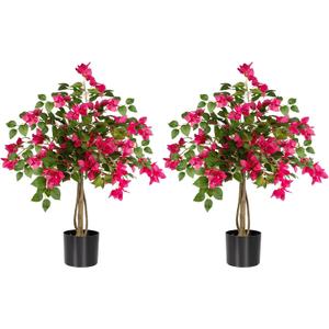 3FT Artificial Bougainvillea Tree, Faux Potted Flowering Plant with Lush Pink Blooms, UV Resistant Indoor Outdoor Artificial Tree for Living Room, Patio, Office, Porch Decoration