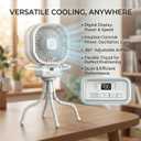 3 in 1 Desk Fan with Detachable Stand, Stroller Fan for Baby, Turbo Table Fan for Bedroom with Desk Lamp, 270 Oscillating Head, 100-Speed Digital Display, Silent, White