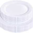 U-QE 60PCS White-Plastic-Plates for Party - High End Disposable Plates for Weddings - White Plates Disposable Heavy Duty Including 30PCS 10.25'' Dinner Plates & 30PCS 7.5'' Dessert Plates