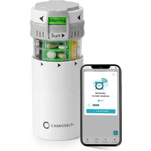 Smart Pill Dispenser for 4 Daily Doses Weekly Pill Organizer with AM/PM Labels, Smooth-Sliding Cartridges, Medication Organizer for Adults & Seniors, Compact Pill Storage Box