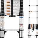 HBTower Aluminum Telescoping Ladder, 12.5 FT, 15 Steps, 330 lbs Max Capacity, Silver