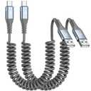 Coiled USB C Cable 2pack 3.3ft, USB A to USB C Cable for Car, Fast Charger Cord for iPhone 17 16 15 Pro Max Plus Samsung Galaxy S26 S25 S24 S23 S22 S21 S20 Note 20 10 9 Flip A54 A15 A14 Pixel LG Moto
