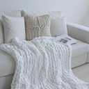 Maetoow Chenille Chunky Knit Blanket Throw 5060 Inch, Handmade Warm & Cozy Blanket Couch, Bed, Home Decor, Soft Breathable Fleece Banket, Christmas Thick and Giant Yarn Throws, White