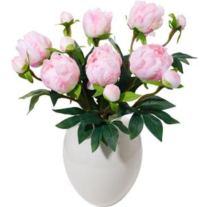 2 x ucky 6PCS Pink Peonies Artificial Flowers, Realistic 2 Heads Silk Peonies with Stems & Buds, 17.51" Faux Peony Bouquets for Wedding Centerpieces DIY Home Table Vase Decor