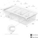 Glad Pull Out Fridge Drawer Organizer - Clip-On Under Shelf Refrigerator & Pantry Storage Bin with 3 Compartments for Fruit, Vegetables, and Deli Meat Drawer - BPA Free Clear Plastic, 3-Section Under Shelf Drawer