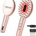 3-in-1 Electric Scalp Massager with Hair Oil Applicator, Red & Blue Light Modes, Vibrating Massage Tool for Scalp/Face/Body Relaxation, Portable Scalp Massager Brush for Travel (Rose Gold)