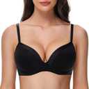 Deyllo Women's T Shirt Bra Full Coverage Lightly Padded Bras Seamless Underwire Support (36DDD, Black)