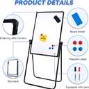 Magnetic Dry Erase Board with Stand, 40"x24" Double Sided U Stand White Board, Height Adjustable Flip Chart Easel, Portable Foldable Whiteboard for Home Office Restaurant