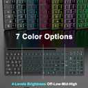Wireless Keyboard and Mouse Combo, 7 Backlit Effects, Light Up Letters, Rechargeable, Phone Holder, 6 Button Mouse, Ergonomic Tilt Angle, 2.4GHz Silent USB Keyboard Mouse for Laptop, Computer, PC
