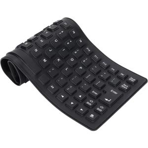 Silicone Folding Keyboard Portable Soft Keyboard Kit, USB Wired Silicone Rolling Keyboard for PC 85 Keys Standard Keyboard Light Weight Silent and Soft Flexible Keyboard Tool (Black)