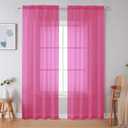 Simplebrand Hot Pink Sheer Curtains 84 Inches Long, Light Filtering Rod Pocket Solid Color Window Sheer Curtain Panels, Elegant Curtains & Drapes for Living Room, Bedroom 2 Panels  Hot Pink, 42"W x 84"L (Pack of 2)
